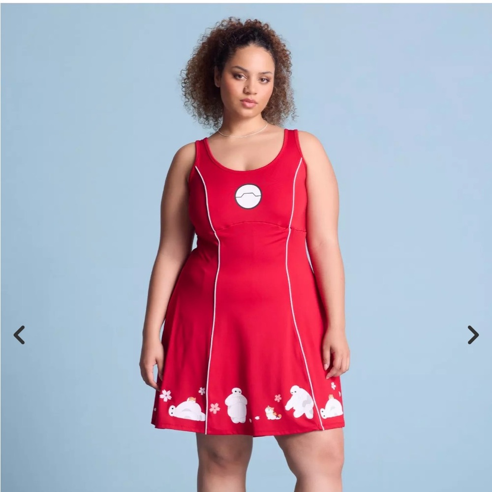EUC Disney Box Lunch Baymax Big Hero Red One Piece Swimsuit/Active Dress Size 3x - Picture 3 of 14